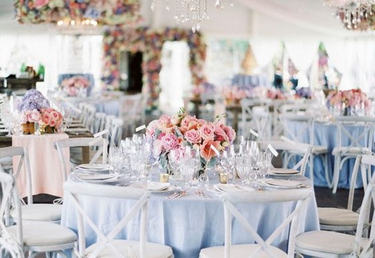 розовый кварц и серенити в свадебном декоре, свадьба в розово-голубых цветах