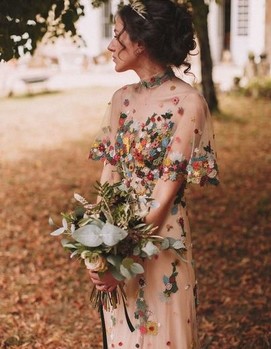 свадебное платье с цветами