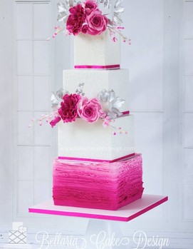 свадьба в цвете фуксия, свадебный торт