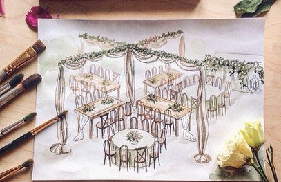 Эскизы свадебных декораций акварель